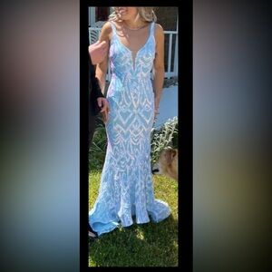 blue javani prom dress